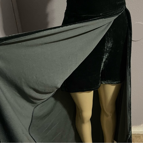 Soprano green velvet off the shoulder high low hem party dress wedding guest L - Picture 5 of 8